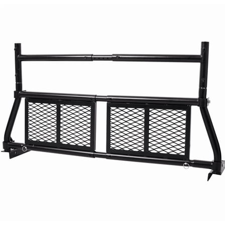 Pickup Truck Headache Rack Adjustable Steel Mesh Window Protector Black