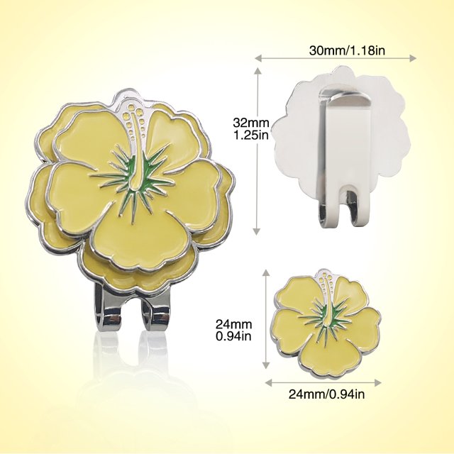 Golf Ball Marker Golf Cap Clips With Magnet Mark Golf Ball Position Removable Metal Petal Pattern Drop Ship Golf Accessories Yellow Morning Glory