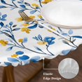 thumbnail image 6 of Round Tablecloth Blue Yellow Florl Print Elastic Edge Fitted Rustic Wild Flowers Pattern Plastic Table Cover,Waterproof Oil Proof for Dinner,Outdoor, Picnic, 45"- 54" DIA Tables, 6 of 8
