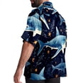 thumbnail image 3 of Starry Shark Men's Short Sleeve Spread Collar Tops, Casual Button Down Shirts, Printed Summer Beach Shirts, Unisex, 3 of 6