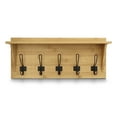 thumbnail image 3 of HBCY Creations Rustic Wall Mounted Coat Rack Shelf - Wooden Country Style 24" Entryway Shelf with Hooks - Solid Pine Wood - For Entryway, Kitchen, Bathroom (Bamboo), 3 of 10