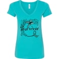 thumbnail image 3 of Inktastic Ovarian Cancer Survivor Butterfly Ribbon Women's V-Neck T-Shirt, 3 of 5