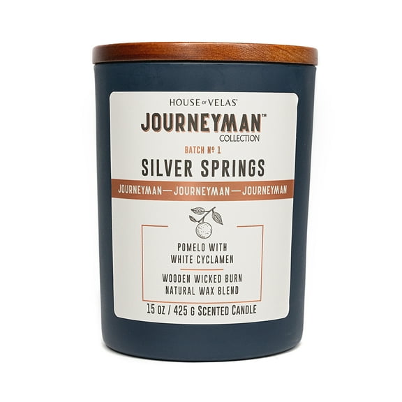 House of Velas, Journeyman Collection, Silver Springs Scented Candle, 15oz, Wooden Wick