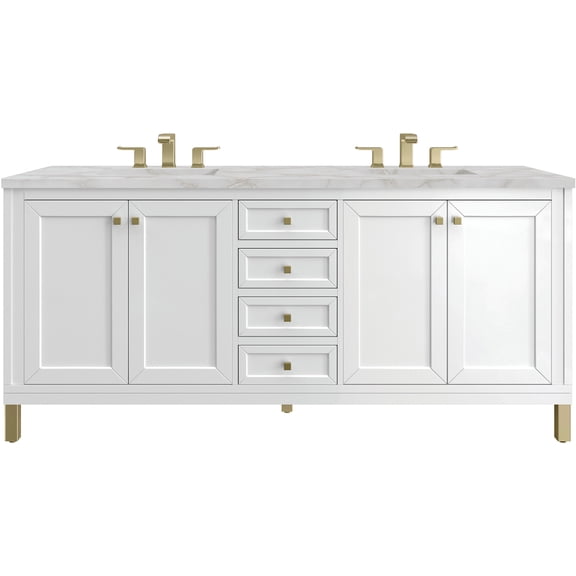 James Martin Vanities 503-V72-GW-3VSL Chicago 72" Free Standing Double Basin Vanity Set -