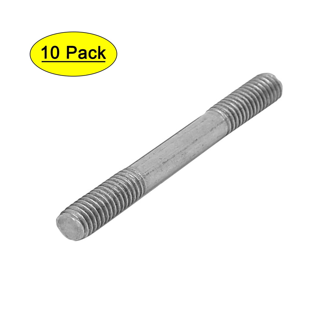 M6x55mm 304 Stainless Steel Double End Threaded Stud Screw Bolt 10pcs