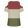 thumbnail image 4 of DeHolifer Womens Tops Short Sleeve Cold Shoulder Color Block V-Neck Blouse Tops Outdoor Daily Casual T-shirts Green S, 4 of 4