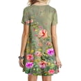 thumbnail image 5 of Puntoco Vestido De Manga Corta Para Mujer, Vestido Con Cuello Redondo Y Estampado Floral, Vestido De Manga Corta Con Cuello Redondo, Color S,Regalos Para Mujer Joven, 5 of 5