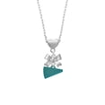 thumbnail image 2 of Delight Jewelry Acrylic 3/4" Teal Megaphone Silver tone Bow Heart Necklace, 2 of 4