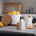 thumbnail image 2 of TISHITA Potato Storage Tins Food Storage Container Aerating Holes Kitchen Storage Canister Vegetables Storage Bin for Farmhouse Decor White Medium, 2 of 7