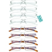 8 Pairs Reading Glasses, Blue Light Blocking Glasses, Computer Reading Glasses for Women and Men, Fashion Square Eyewear Frame (4clear+4tortoise,+4.50 Magnification)