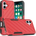 thumbnail image 2 of For Iphone 16 Plus 6.7 Inch Noble Lined Shockproof Dual Layer Hybrid - Redblack, 2 of 6