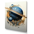thumbnail image 2 of Designart "Cosmic Wonder Of The Sapphire Saturn" Our Solar System Wall Art Living Room, 2 of 7