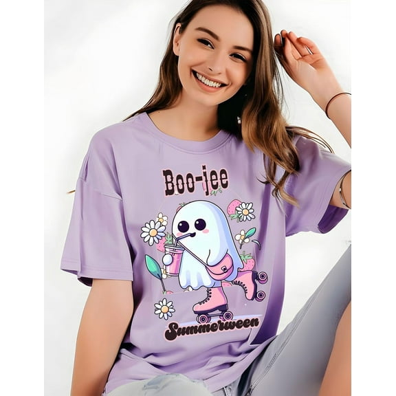 Boo-jee Summerween Ghost Beach T-shirt: Spooky Summer T-shirt, Funny Halloween In July T-shirt.
