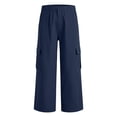 thumbnail image 4 of NordicNest Elastic Waist Cargo Capris for Women, High Waist Capri Pants for Women with Pockets, Casual Summer Capris Navy M, 4 of 5