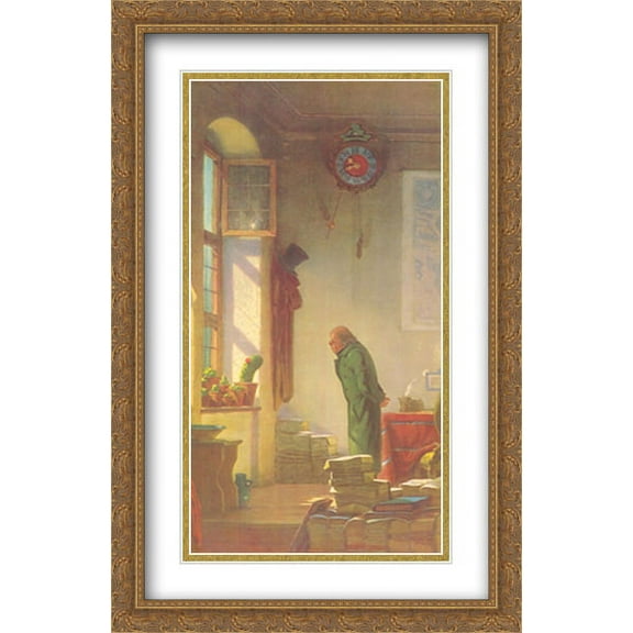 Cactus Friend 2x Matted 26x40 Large Gold Ornate Framed Art Print by Spitzweg, Carl