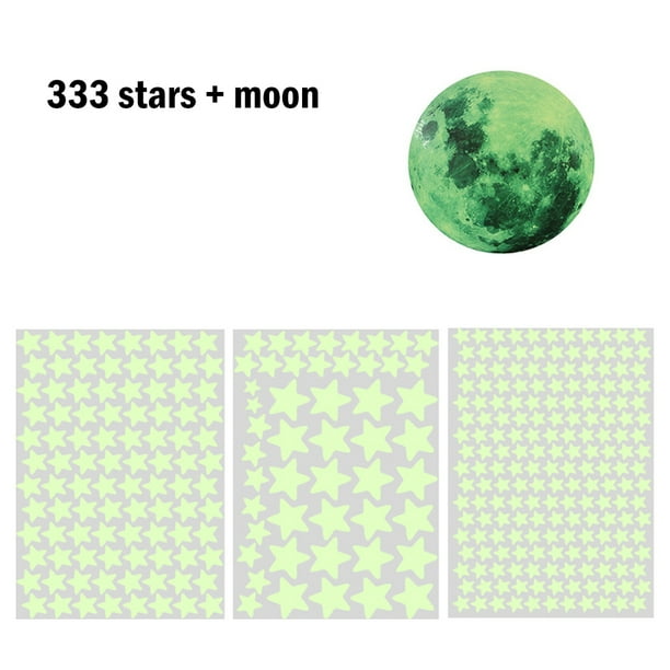 Etiqueta de la pared noche brillante etiqueta de la pared sala de estar luminosa decoración de papel tapiz adhesivo, estrella, luna seitruly HA001942-01