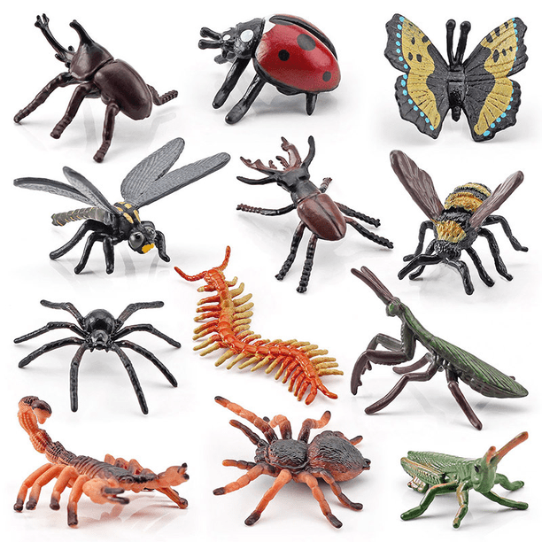 Simulación de la naturaleza, modelo animal de insecto, unicornio, hada, mariquita, mariposa, tarántula, pala, adornos de insectos, juguete