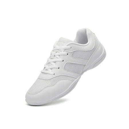 

Difumos Girls Cheer Shoes Comfortable Round Toe Sport Tennis Cheerleading Shoes Breathable Wide Width White 7.5