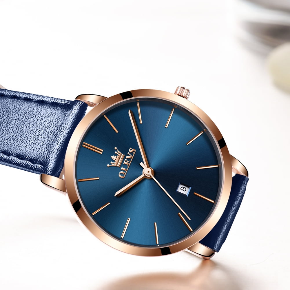 OLEVS Watches for Women Waterproof Womens Wristwatches Analog Quartz Ultra Thin Watches Leather Strap Watches with Date Calendar Ladies Watches Gifts Reloj para Mujer