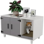 GDLF Pet Crate Cat Washroom Hidden Litter Box Enclosure  as Table Nightstand with Scratch Pad,Stackable
