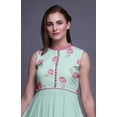 thumbnail image 5 of Bimba Pastel Mint Floral Anarkali Dress Mandarin Collar Sleeveless Kurtis for Women Print Maxi Dress X-Small, 5 of 6
