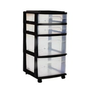 Open Box Homz Plastic Clear 4 Drawer Medium Home Storage Container Black Frame