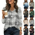 thumbnail image 5 of Women's Casual Fashion Christmas Print 3/4 Sleeve Top, Holiday Graphic Tee, Stylish Blouse for Fall Winter Seasonal Wear,Complexion,2XL, 5 of 7