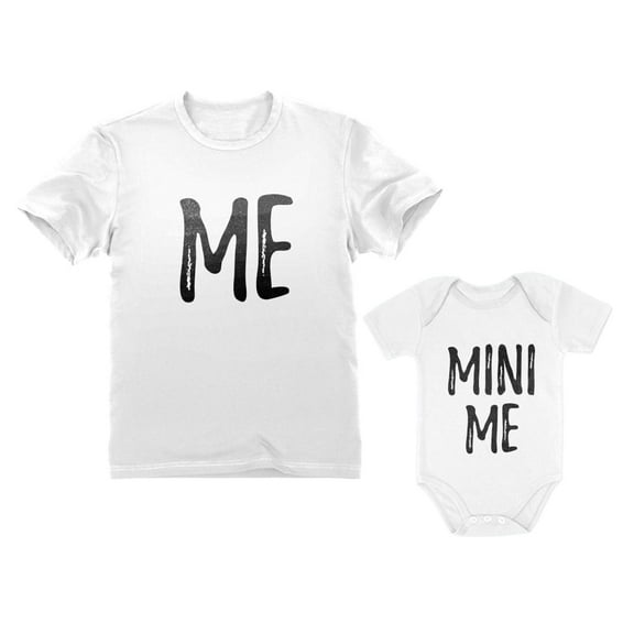 Dad and Son Matching Matching T-Shirt & Bodysuit Funny Me & Mini Me Matching Set Dad White XX-Large / Son White 24M (18-24M)