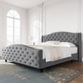 thumbnail image 2 of M optimized Queen King Bed Frame with Headboard and Footboard, Upholstered Platform Bed, Strong Wooden Slats, No Box Spring Needed, Easy Assembly, 2 of 6