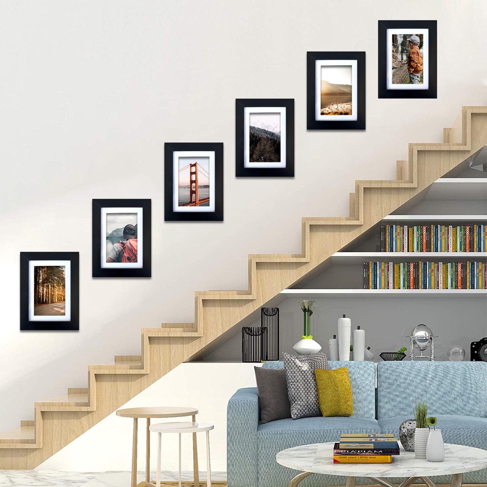Picture Frame MDF Black 5*7" Wall Mount & Tabletop Display, Pack of 6