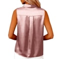 thumbnail image 5 of Bovxnpu Satin Blouses Button Down Shirts Sleeveless Business Casual Tops Crew Neck Satin Plus Size Summer Tops (Women's or Women's Plus), 5 of 7