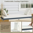 thumbnail image 3 of Patio Wooden Swing Chair with Cushion & Pillows,Acacia Wood Hanging Bench,10.8FT Hemp Ropes, 400lbs Weight Capacity,for Garden, Backyard, Porch, Lawn, 3 of 7