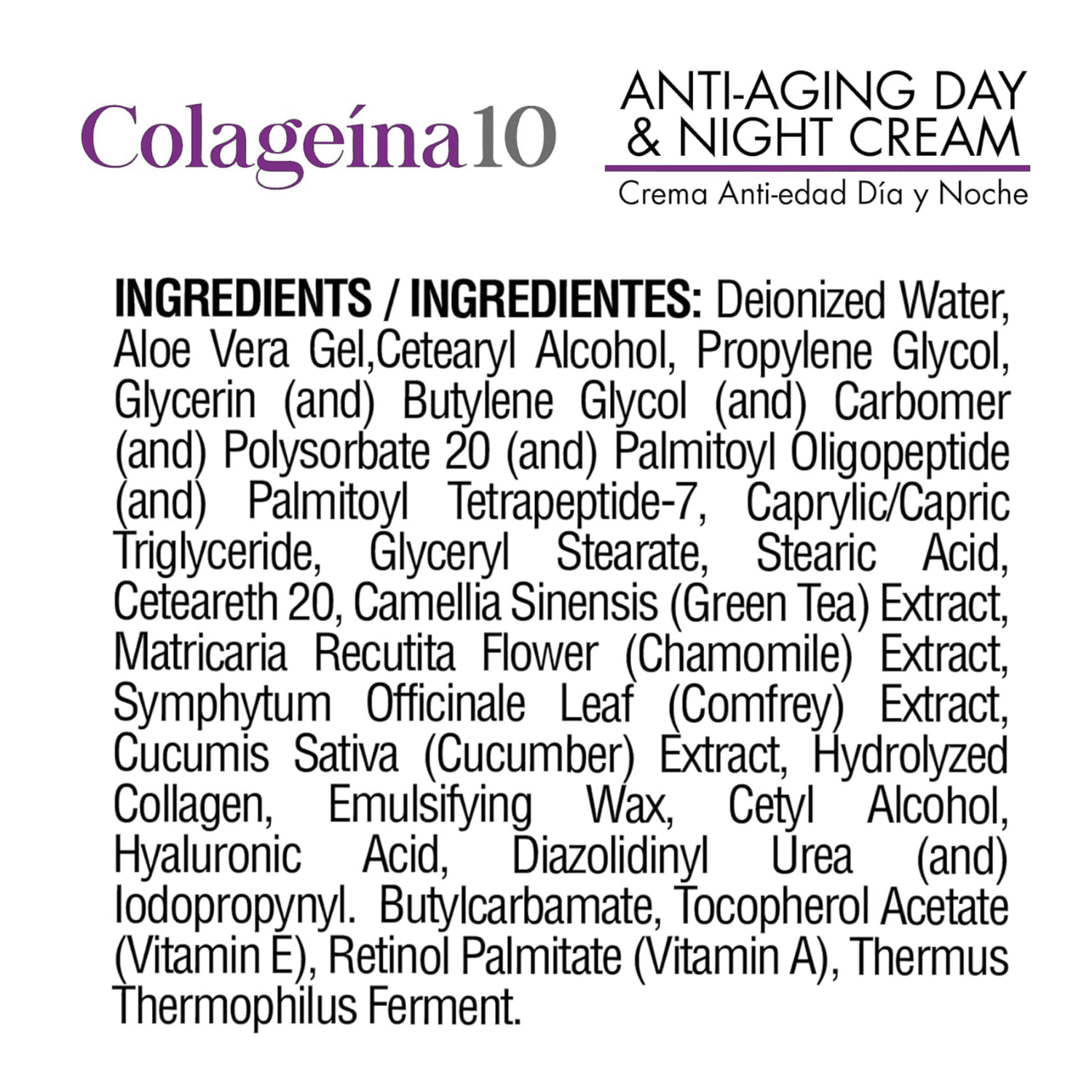 (2 pack) Colageina 10 Anti-Aging Day & Night Cream, Moisturizer for Normal Skin Type, 4 oz