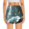 thumbnail image 2 of Lsque Turtle In Jungle Waterfall Printed Women's Running Shorts with Liner Pockets,Elastic Quick Dry Workout Athletic Gym Yoga Shorts,Womens High Waist Shorts-XX-Large, 2 of 9