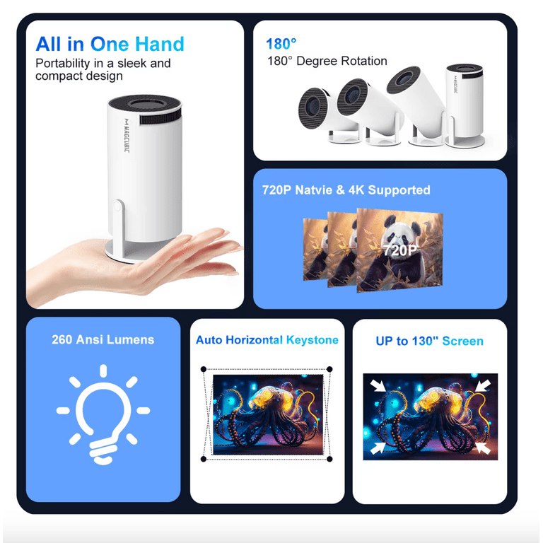 MAGCUBIC HY300 プロジェクター X Projector X Magcubic 4K HY300 Ultra Portable Projector – 720P, 260 ANSI