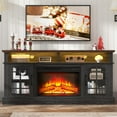 thumbnail image 2 of ENYOPRO Fireplace TV Stand with LED Light for 65 Inch TV, TV Console with 24''Electric Fireplace, Console Entertainment Center Television Table for Living Room or Bedroom, Black+Brown, 2 of 9