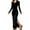 QR1-Black, variant on Women's Bodycon Maxi Sweater Dress Ribbed Knit Long Sleeve Collared V Neck Sweater Dresses Fall Elegant Slim Fit Slit Hem Knitted Long Dress