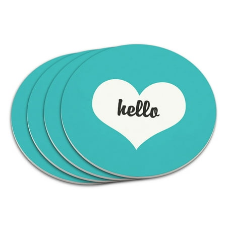 

Hello Heart Wedding Bridal Valentines Coaster Set