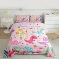 thumbnail image 3 of Manfei Teens Kawaii Dinosaur Full Size Comforter Sets, Cute Cartoon Animal Bedding Comforter Set, Palm Flower Botanical Reversible Bedding Sets, Breathable Home Decor, 3 Pieces, 3 of 9