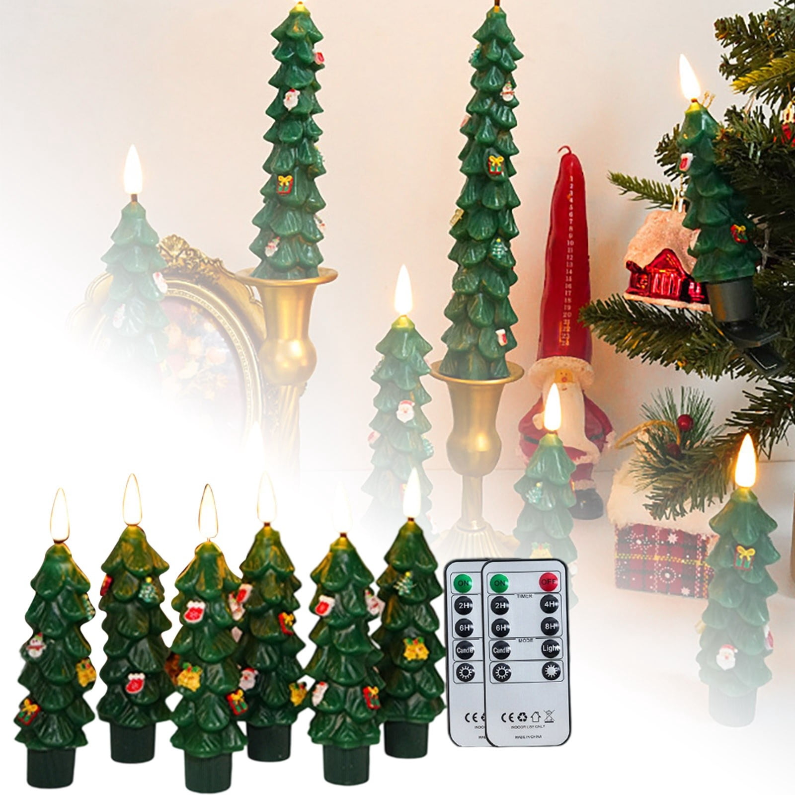6 Pack Flameless Taper Candles - 5.1" Battery Operated LED Candlesticks with Timer - Real Wax Christmas Tree Candles with Remote & Flickering Flame for Holiday Decor