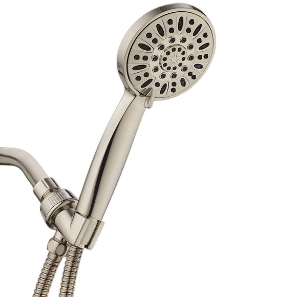 AquaDance High Pressure 6-Setting Full Brushed Nickel 4" Handheld Shower with Hose for the Ultimate Shower Experience! Officially Independently Tested to Meet Strict US Quality & Performance Standards