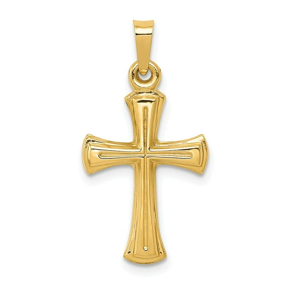 14k Hollow Cross Pendant in 14k Yellow Gold