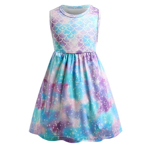 PEYAN Girls Dress Unicorn Mermaid Butterfly Leopard Party Sundress 2-12T