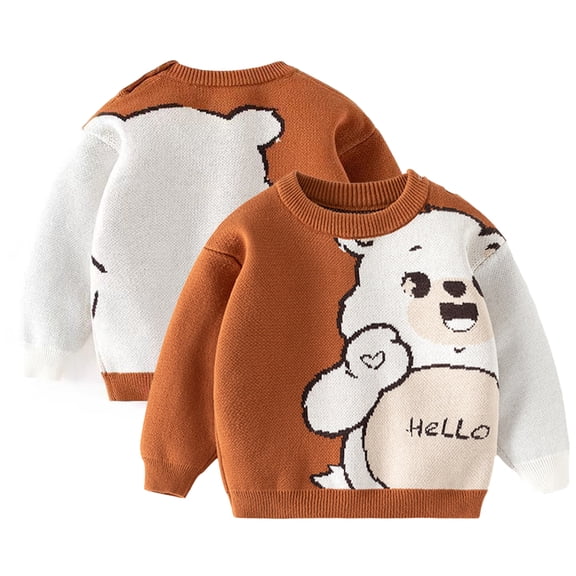 KYAIGUO Baby Boy Autumn Bear Knitwear Sweater Toddler Girls Cartoon Pullover Knit Sweater Kids Soft Warm Bottoming Tops for 1-8 Years Old