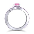thumbnail image 4 of 2.50 Carat Round Shape Pink Sapphire & Amethyst Gemstone Fancy Ring for Birthday Gift 14K White Gold Size 9.5 by Diamond-Capitals, 4 of 8