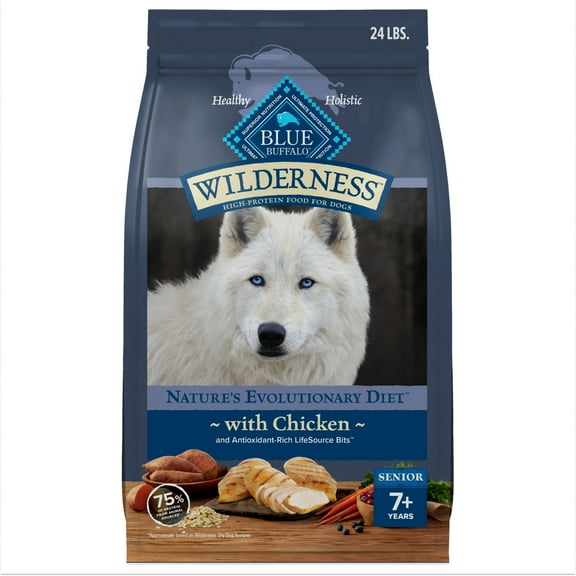 Blue Buffalo Wilderness Natural Senior Dry Dog Food Plus Wholesome Grains, Chicken 24 lbs.
