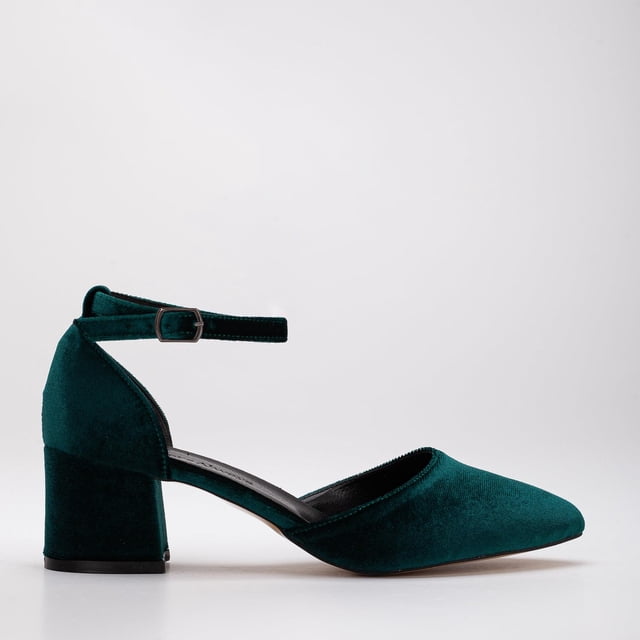 Marcelle - Zapatos de novia de terciopelo verde esmeralda esmeralda 25 CM