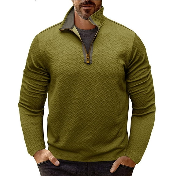 Aimik Men's Quarter Zip Pullover Fleece Lined Long Sleeve Golf Shirts for Men Thermal 1/4 Half Zip Sweatshirts-Army Green XXL