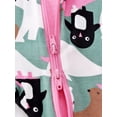 thumbnail image 3 of Beilxfa Baby Girl's Sleeper PJs, Bamboo Viscose Soft One-Piece Footie, Diagonal Zip Up Jumpsuit, Dinasuar Prints Snug Fit Pajamas, 3 of 8