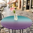 thumbnail image 3 of Green and Purple Ombre Elastic Fitted Round Table Cover Gradient Gradual Color Waterproof Outdoor Tablecloth for Holiday Party, Picnic, Patio & Dining Fits Tables Up to 45"-54", 3 of 8
